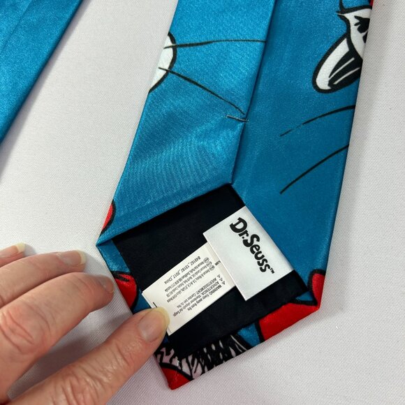 Dr Seuss Cat in the Hat Tie Necktie Blue Red Teacher Librarian Educator - Picture 3 of 7